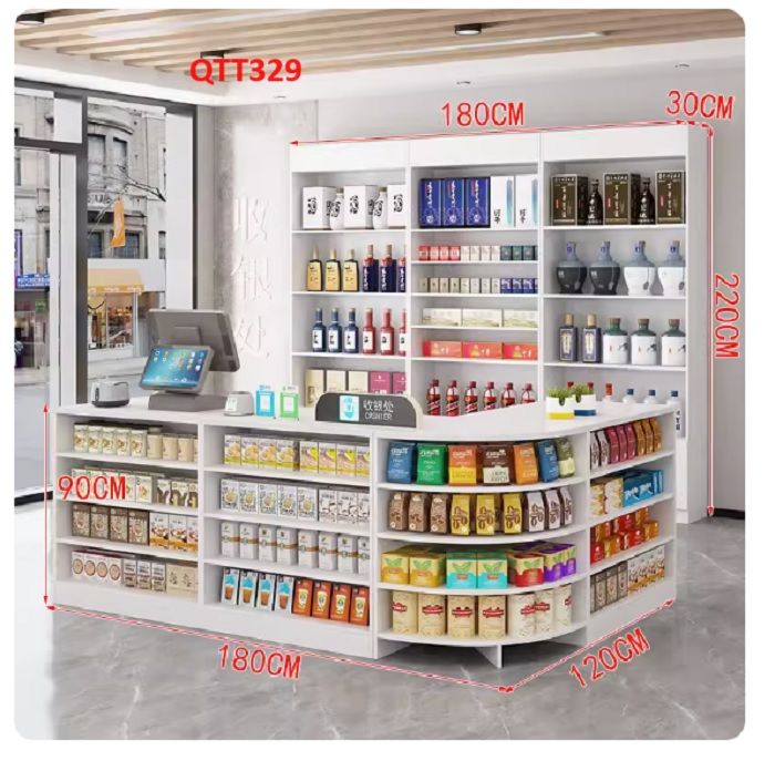 Quầy tính tiền, Bàn thu ngân cho cửa hàng tiện lợi, siêu thị mini, shop với thiết kệ hiện đại QTT329A