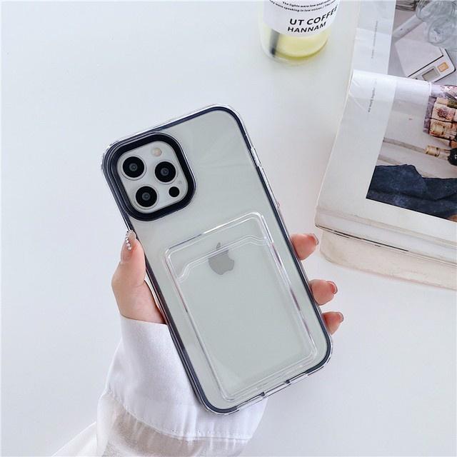 iPhone 13 Pro MAX Ốp điện thoại trong suốt có ví đựng thẻ chống sốc 360 độ toàn diện cho iPhone 11 Pro Max 12 Pro Max 12 Mini XS Max XR