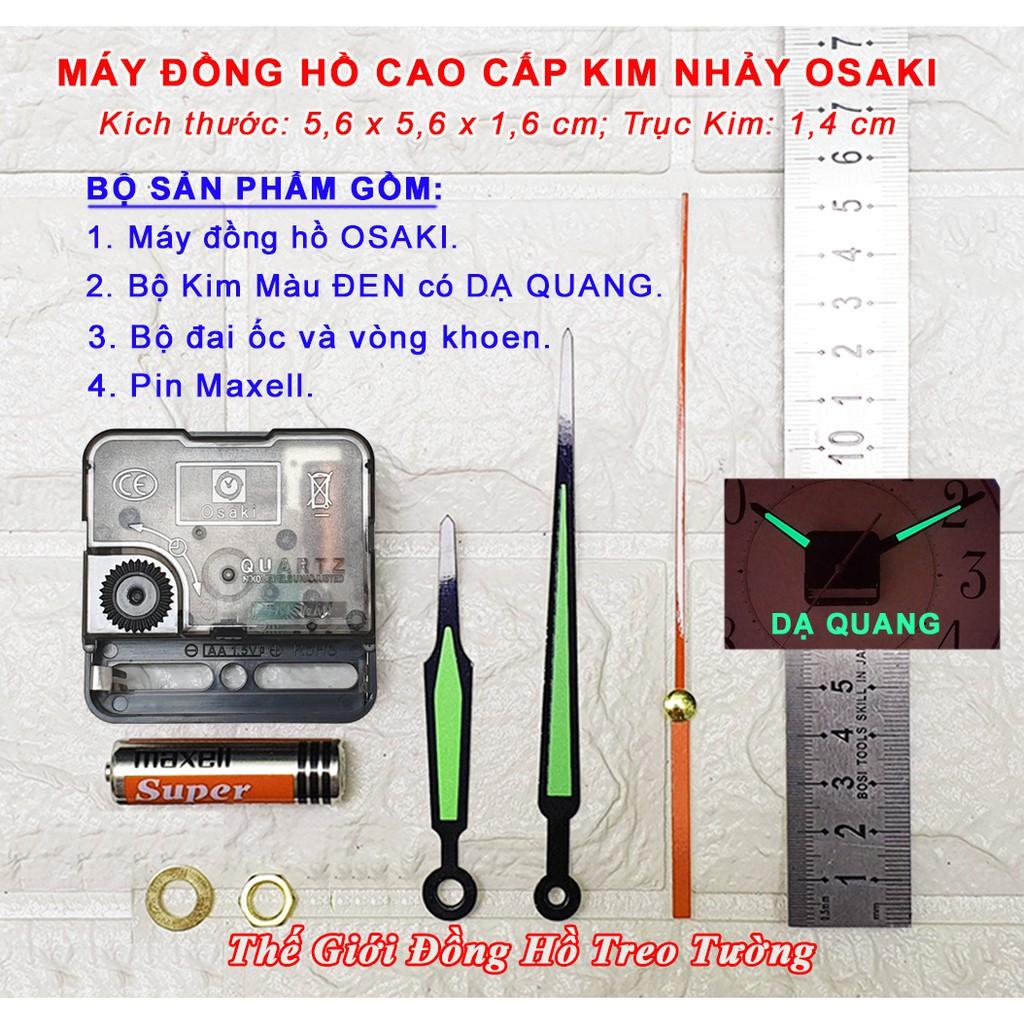 Máy Đồng Hồ Kim Nhảy OSAKI – Bộ Kim Đao thân Kim màu Đen có phủ DẠ QUANG màu XANH – Tặng Pin Maxell – Bảo Hành 1 Năm