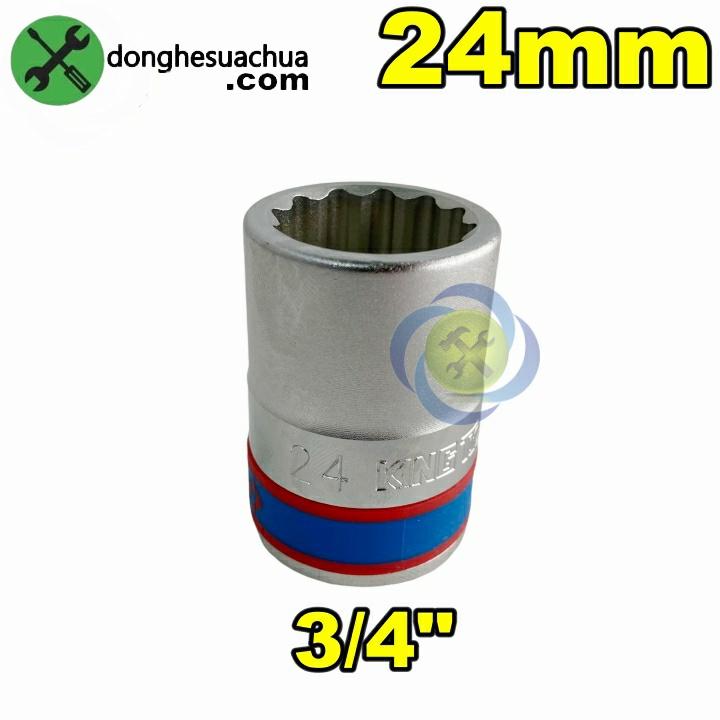 Tuýp 24mm loại 3/4 Kingtony 633024M ngắn 12 cạnh màu trắng