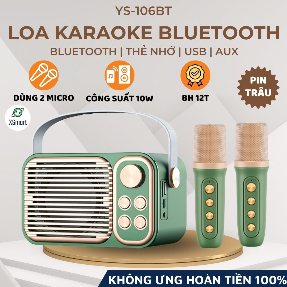 Loa Bluetooth Hát Karaoke Âm Thanh Siêu Hay YS-106BT Chỉnh Giọng Hát Pro-Hàng Chính Hãng
