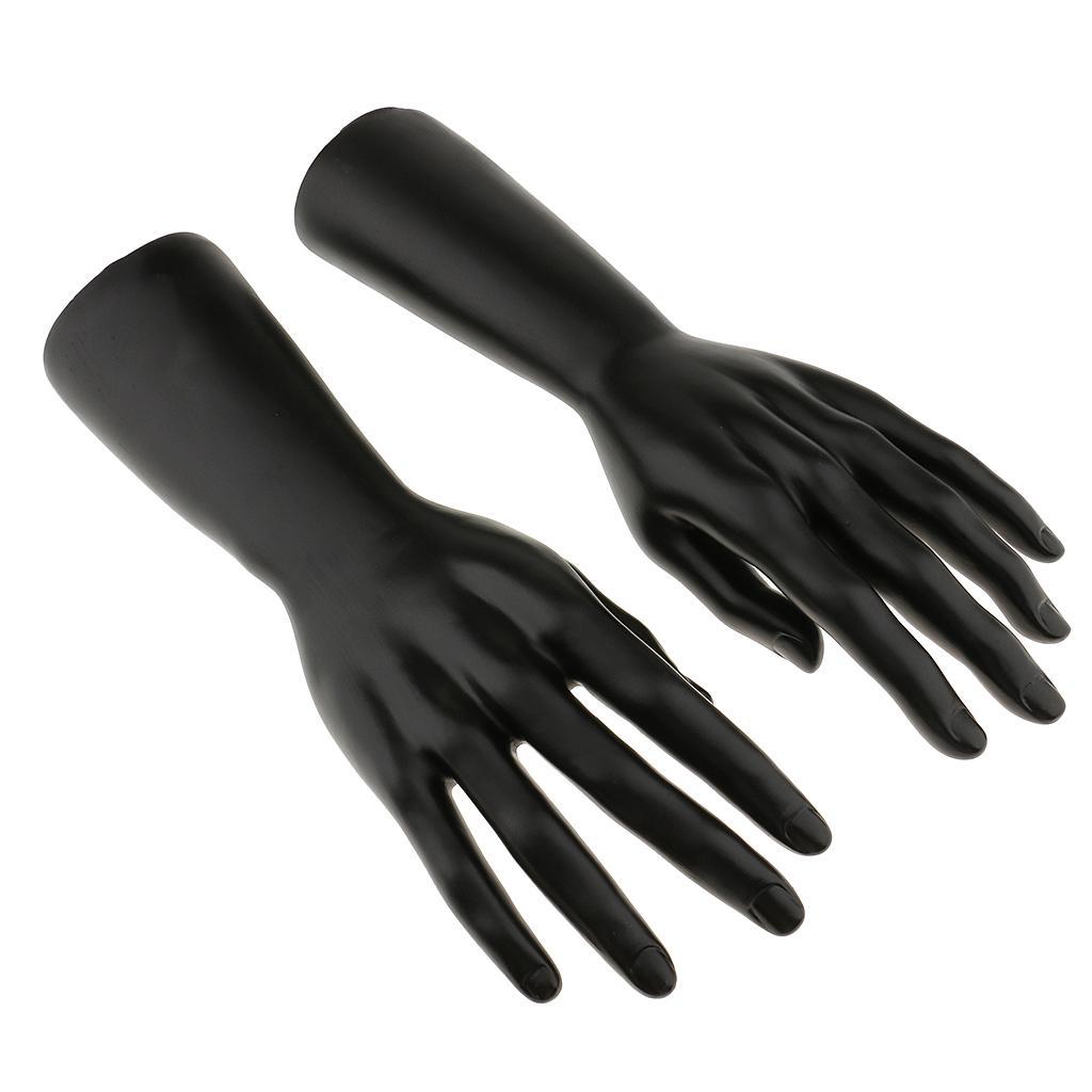2 Pair of Male Mannequin Hand Mold for Jewelry Bracelet Gloves Display RIGHT and LEFT - Black