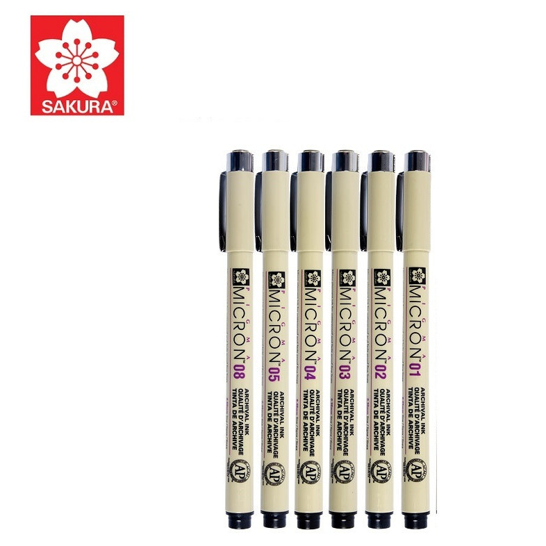 Bộ 6 bút line đi nét chuyên nghiệp Sakura Pigma  Set (micron 01 02 03 04 05 08)