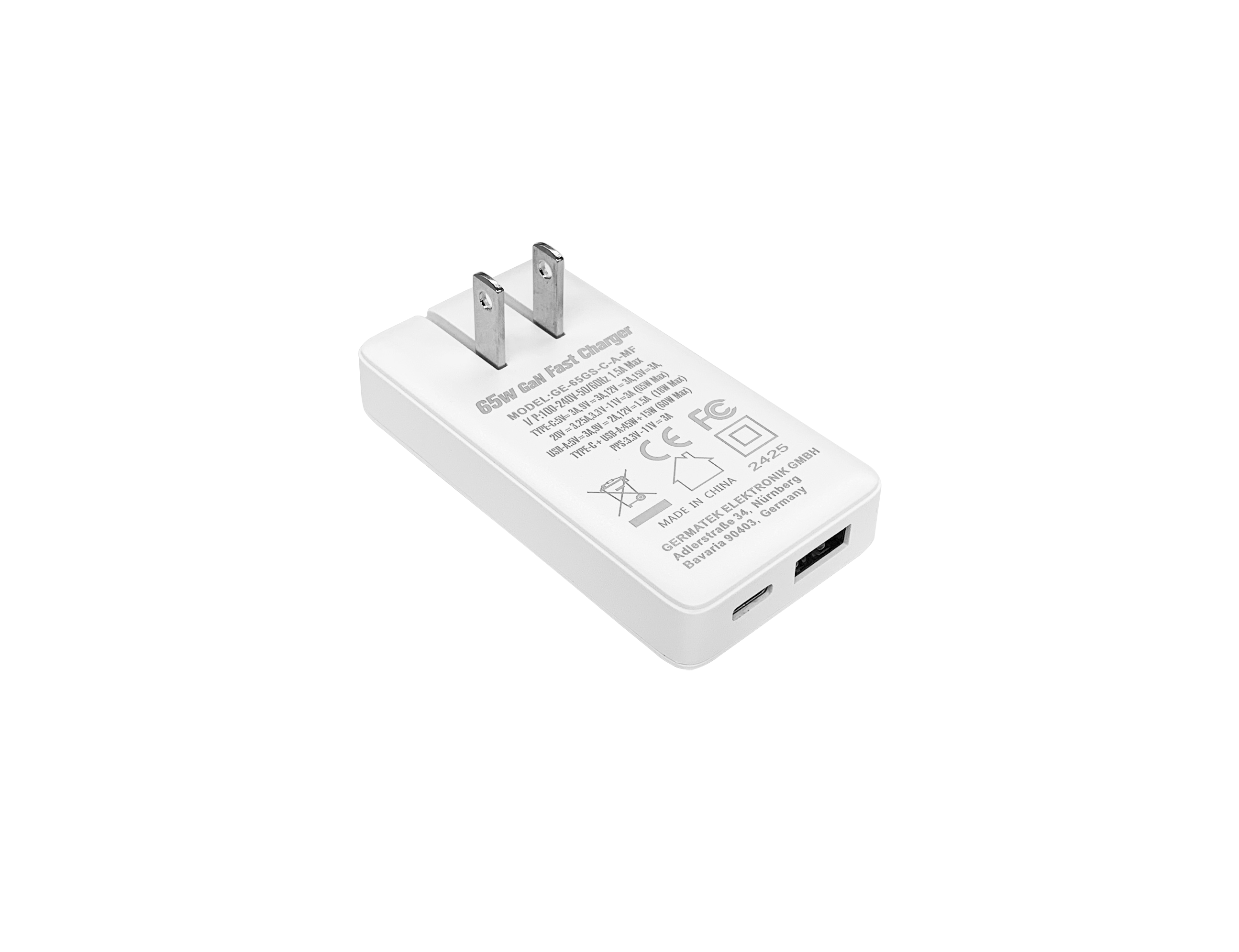 Bộ củ cáp sạc Volwatt GE-65GS-C-A-MF Plus 65W Fast Charger - Hàng Chính Hãng