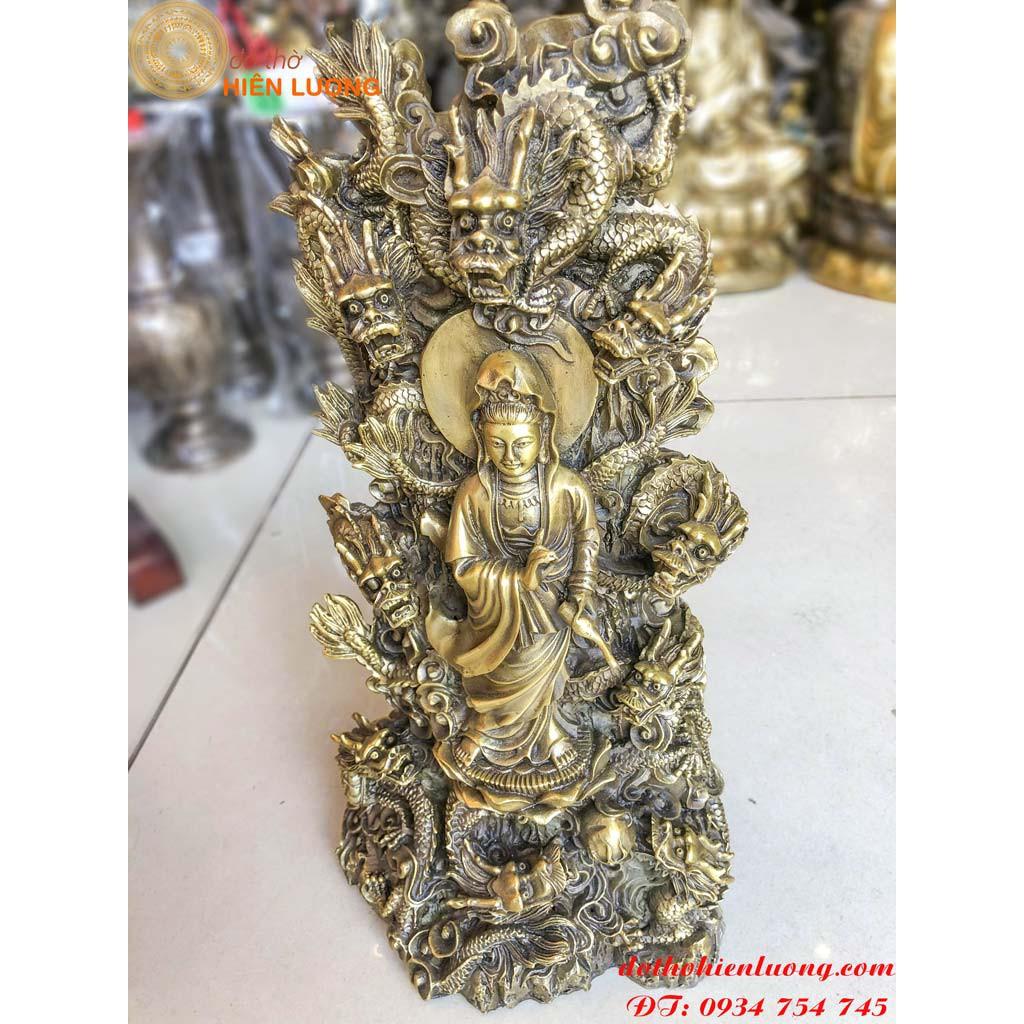 Tượng Phật Bà Cửu Long Bằng Đồng Cao 40cm