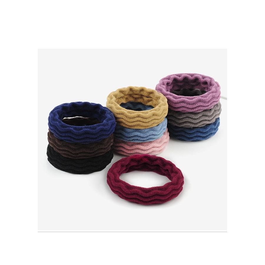 Sét 20 dây buộc tóc bản to trong hộp nhựa trong siêu bền HD17