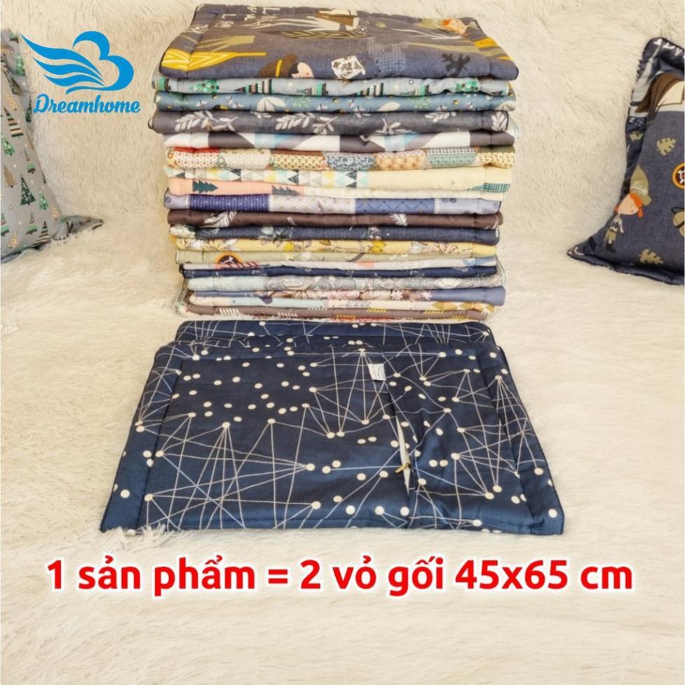 Vỏ gối cotton Hàn quốc cao cấp 45x65, vỏ gối nằm cotton có lót bông dây khóa kéo (1đôi