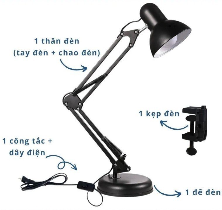 Đèn để bàn có đế kẹp cạnh bàn 2 in 1 chuyên dùng để học, làm việc, đọc sách, đèn ngủ,.... cho nam và nữ dễ dàng điều chỉnh xoay 360 độ, thiết kế sang trọng hiện đại