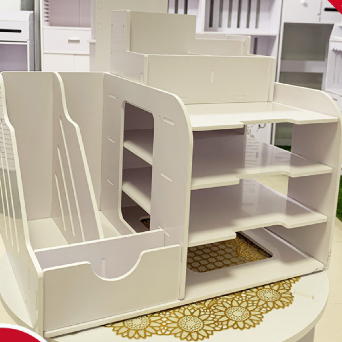 Kệ Hồ Sơ Văn Phòng Gỗ Nhựa Cao Cấp, Giá Kệ Để Tài Liệu Đa Năng Kết Hợp Hộp Đựng Giấy Không Cong Vênh Kích Thước 40*24*32 _Lốc Xoáy