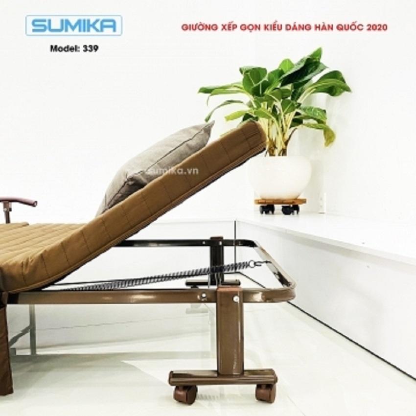 Giường Gấp Gọn Hàn Quốc -339, , tải trọng 300kg, Kèm Thảm Trùm + Gối + túi đựng vật dụng