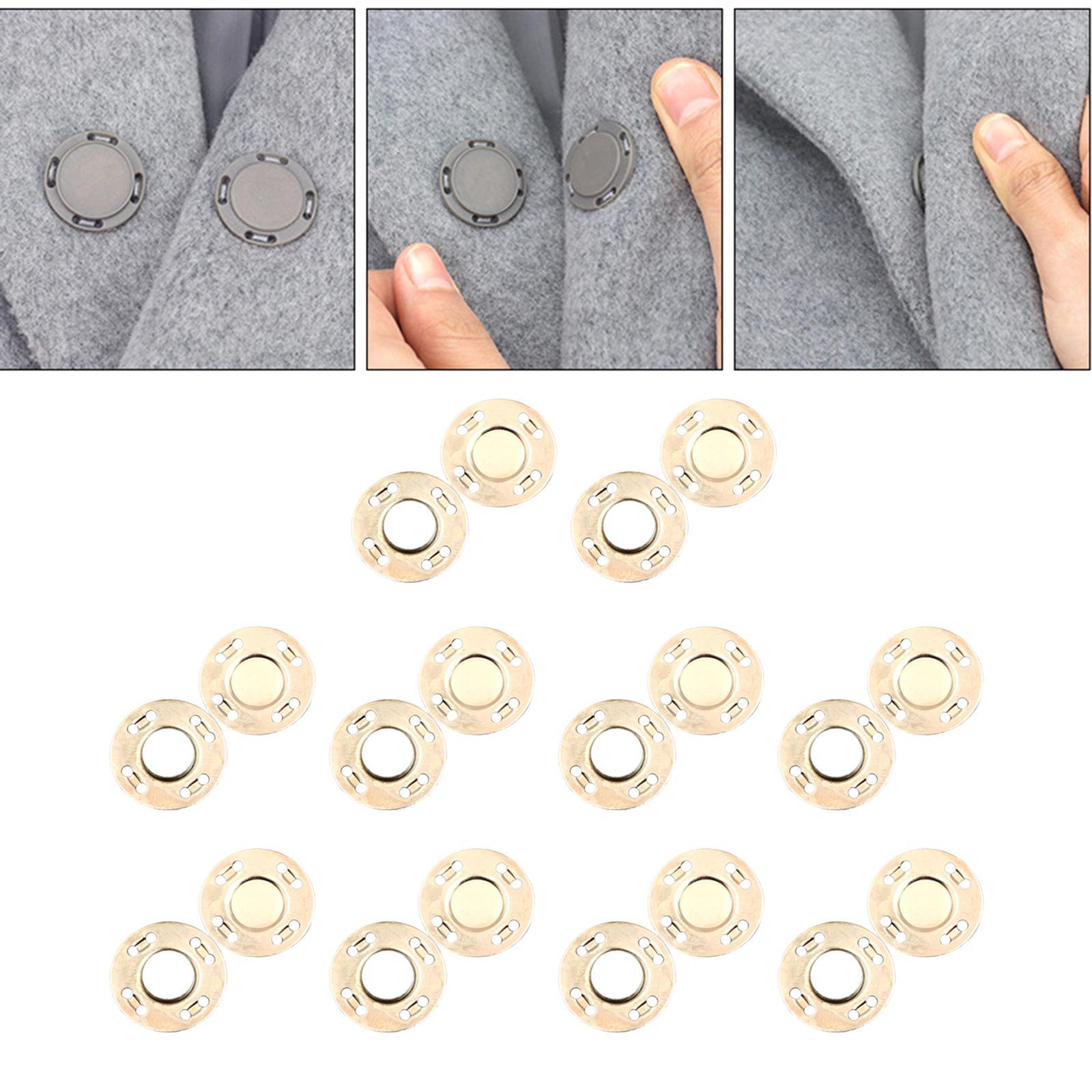 10Pairs Button Clasps Snaps Sewing Coats Closure DIY Craft Gold
