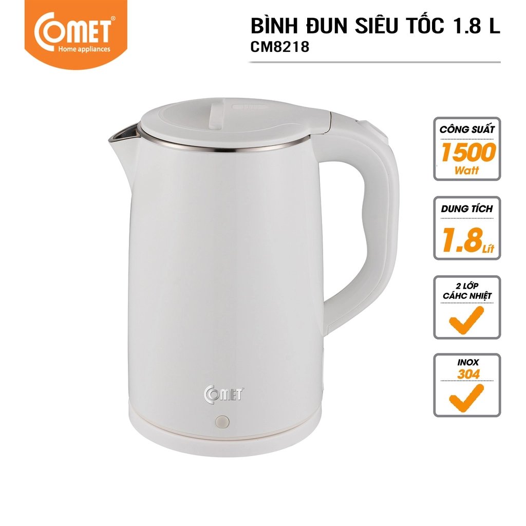 Ấm Đun Siêu Tốc Comet CM8218 - Màu Ngẫu Nhiên - Hàng Chính Hãng