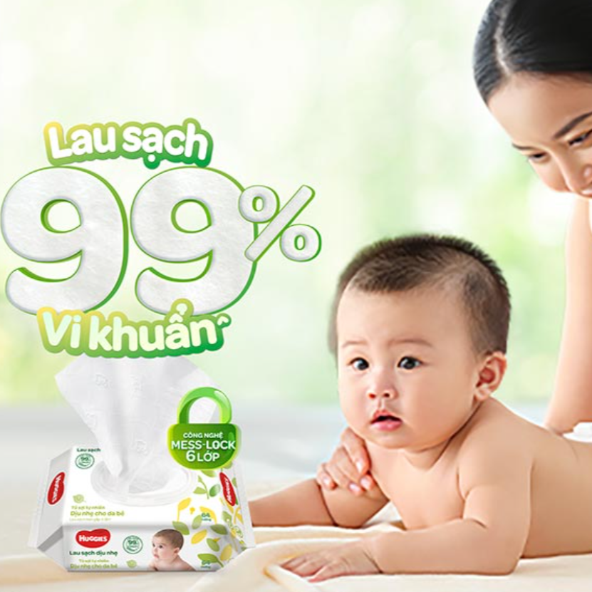Khăn Ướt Dịu Nhẹ Cho Trẻ Sơ Sinh Huggies (64 Tờ)
