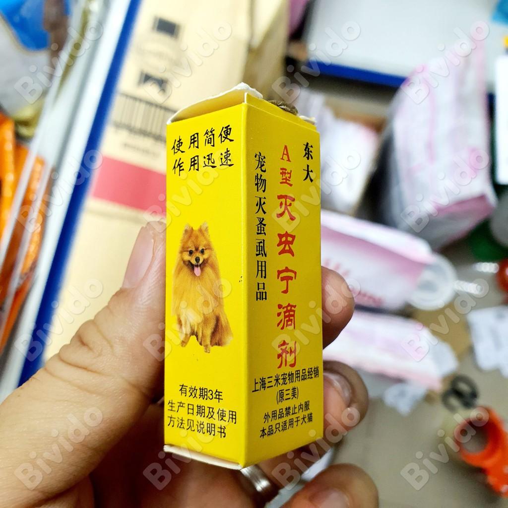 Chai nhỏ gáy diệt ve, rận, bọ chét cho thú cưng chó mèo chai 2.5ml - Bivido