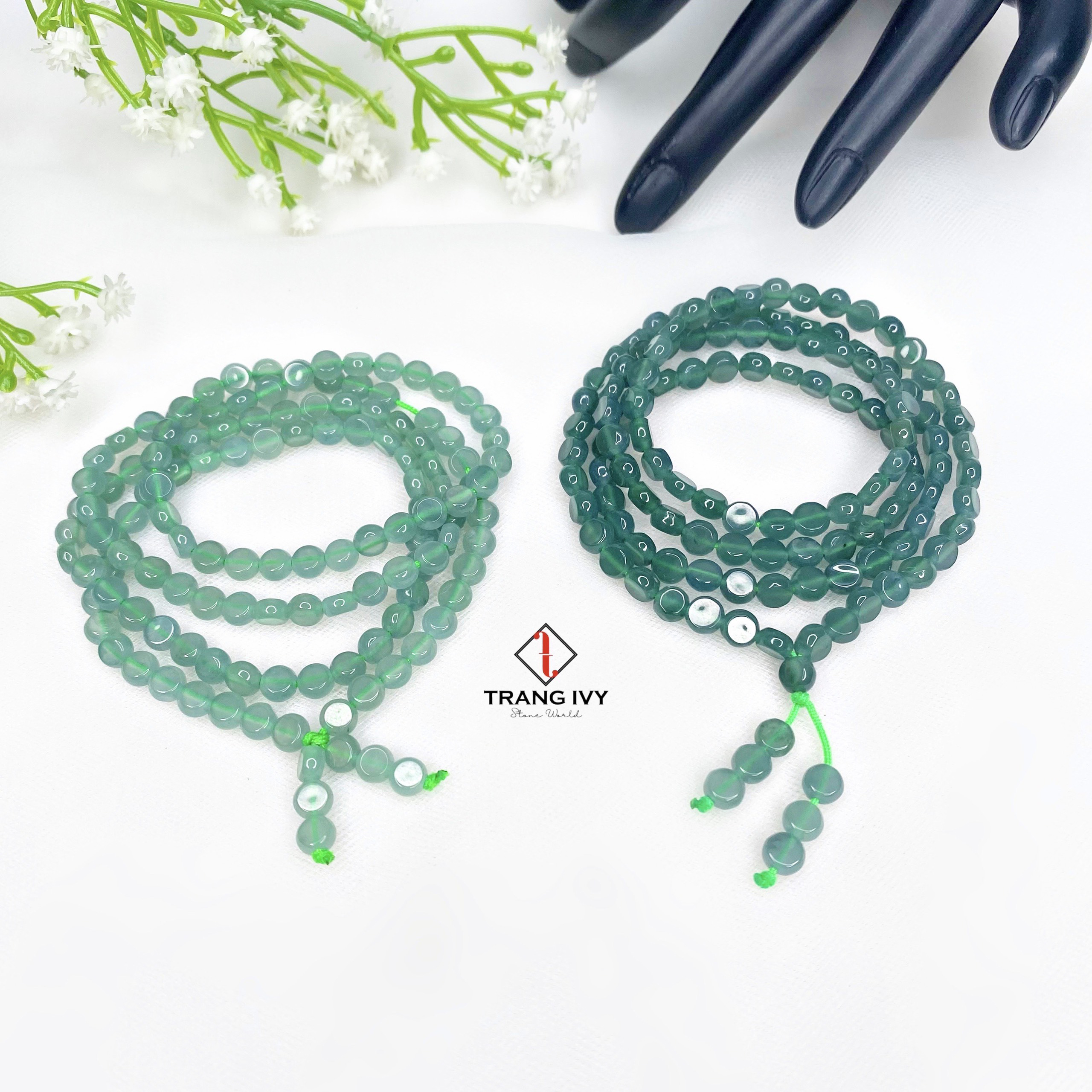 Vòng Tay Lam Ngọc Quấn 3 Vòng Màu Nhạt