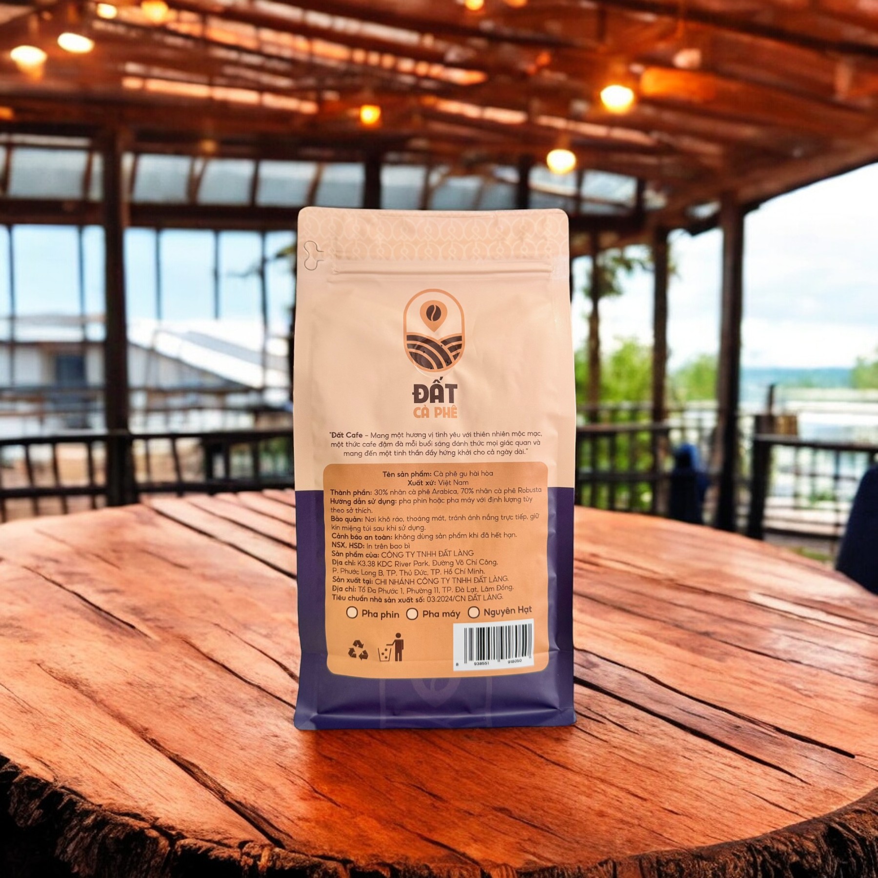 Cà Phê Blend Nguyên Chất Đất Cà Phê 500g - 70% Robusta &amp; 30% Arabica | Pure Coffee Blend - Gu Hài Hòa
