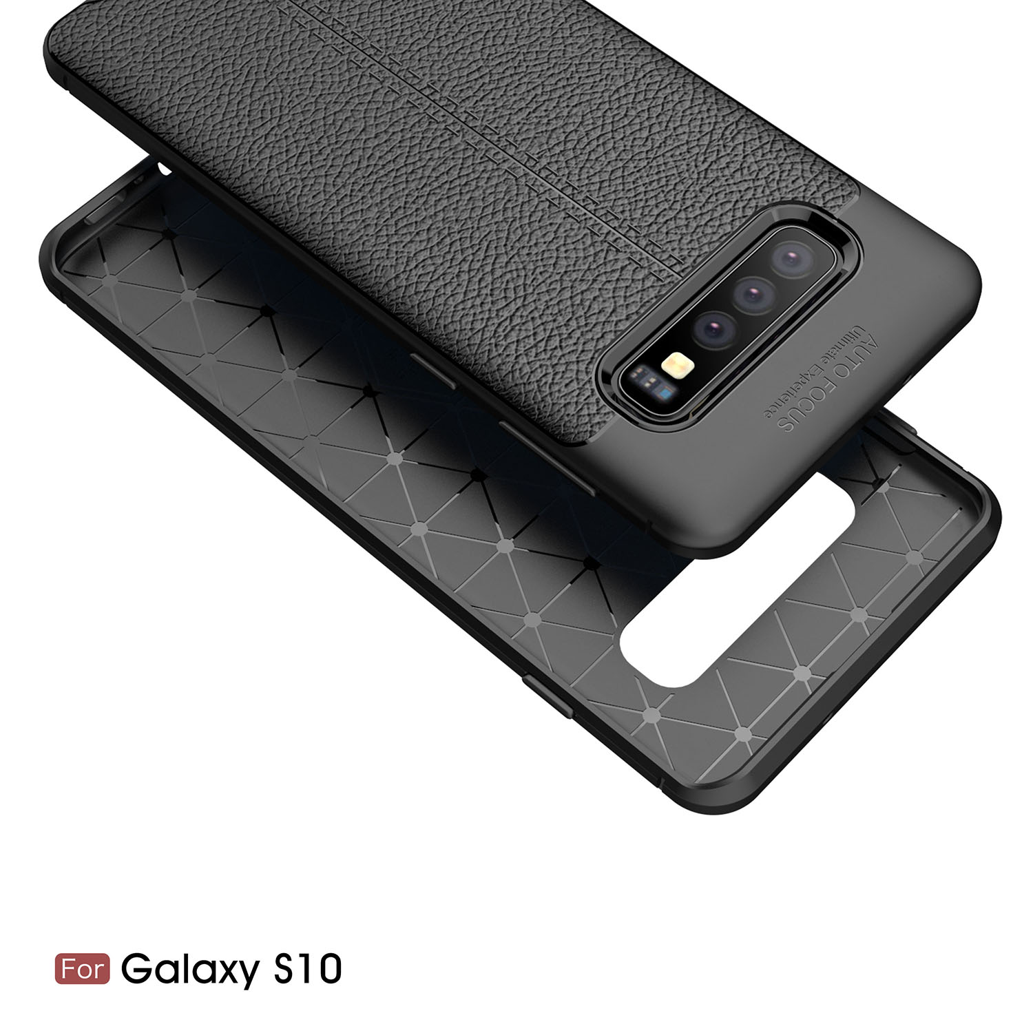 Ốp lưng Silicon Auto Focus giả da, chống sốc dành cho Samsung S10 - Hàng Chính Hãng