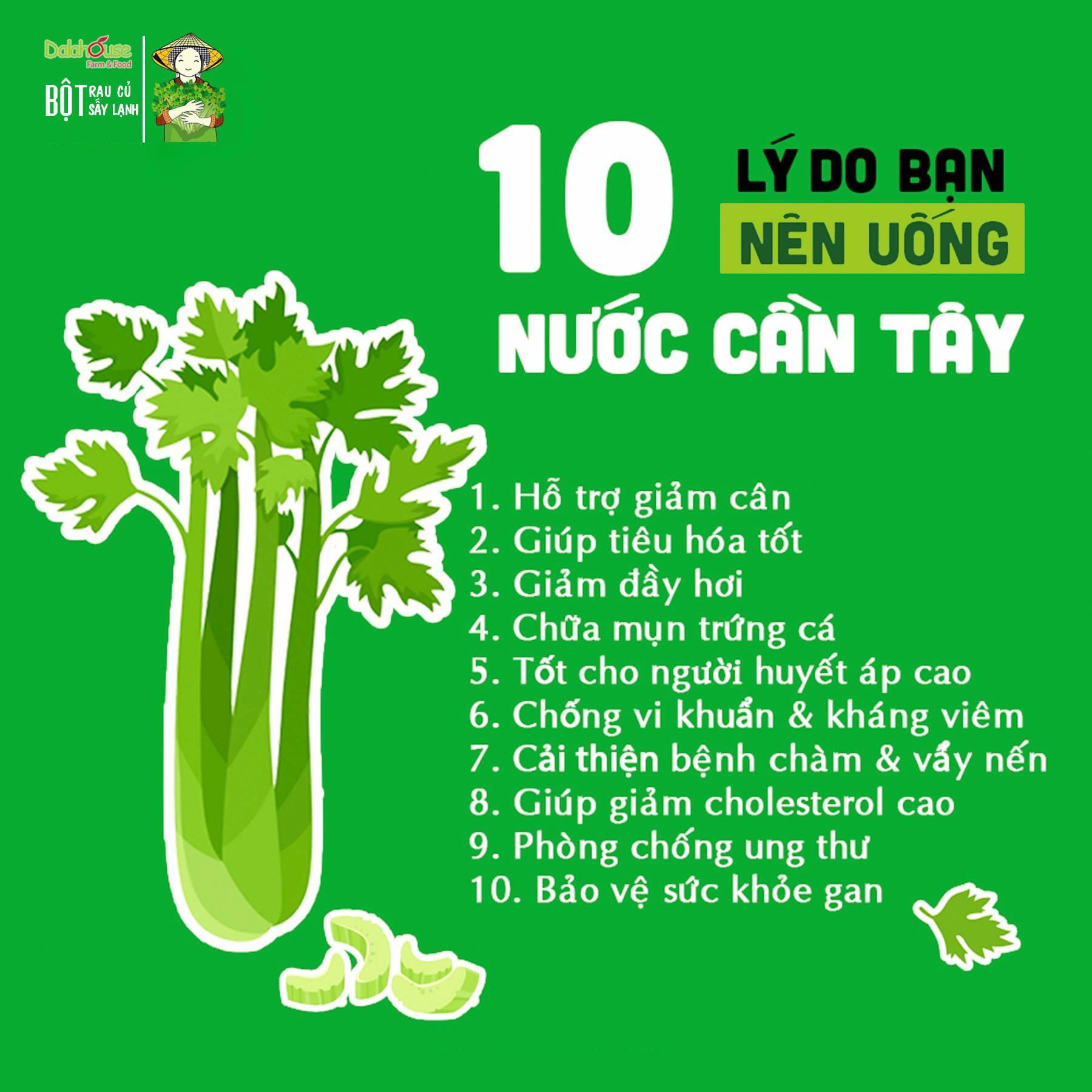 Bột cần tây nguyên chất sấy lạnh Dalahouse - Hỗ trợ giảm cân - Detox thanh lọc cơ thể