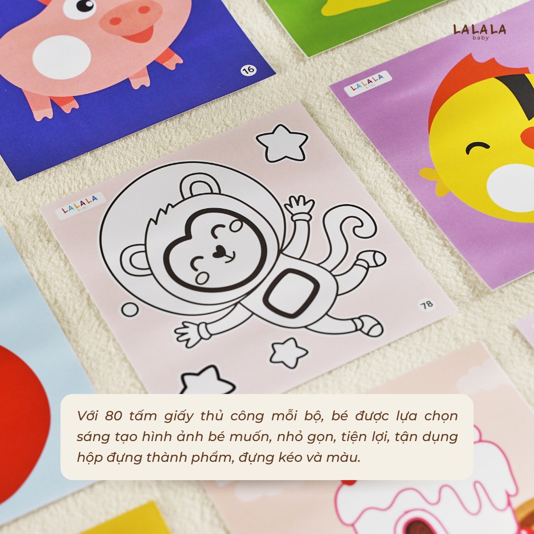 Bộ Đồ Chơi Giấy Thủ Công Lalala Baby Đa Kỹ Năng Cắt Dán - Tô Màu - Gấp Giấy Tay Khéo Não Tinh (Không bao gồm kéo + bút màu)