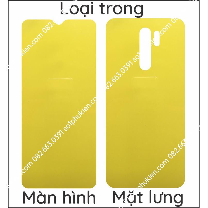 Dán PPF cho Xiaomi Redmi 9 loại trong,nhám. da cá sấu cho màn hình, mặt lưng, full body lưng viền siêu bảo vệ