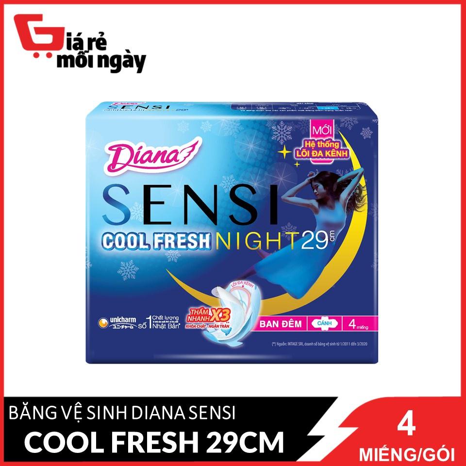 Băng vệ sinh Diana Sensi Cool Fresh Night 29cm 4 miếng/gói