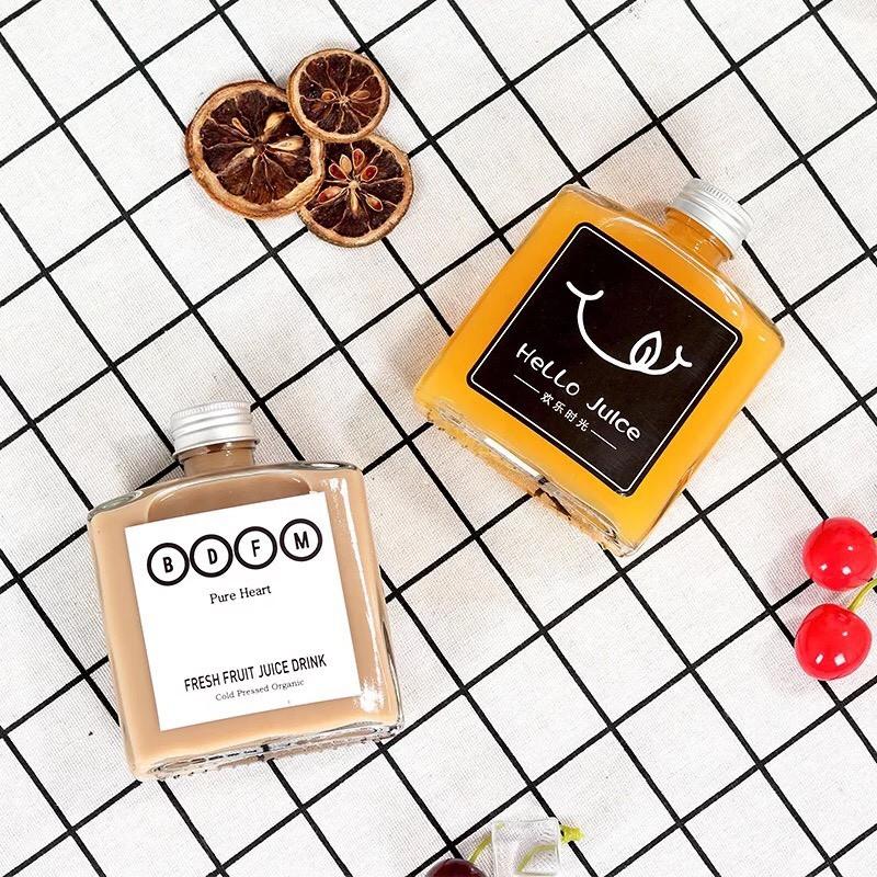 Combo 5 Chai Thủy Tinh Đựng Nước 250ml, Đựng Trà Sữa, Detox, Chai Vuông, Thuỷ Tinh - Topbanchaynhat