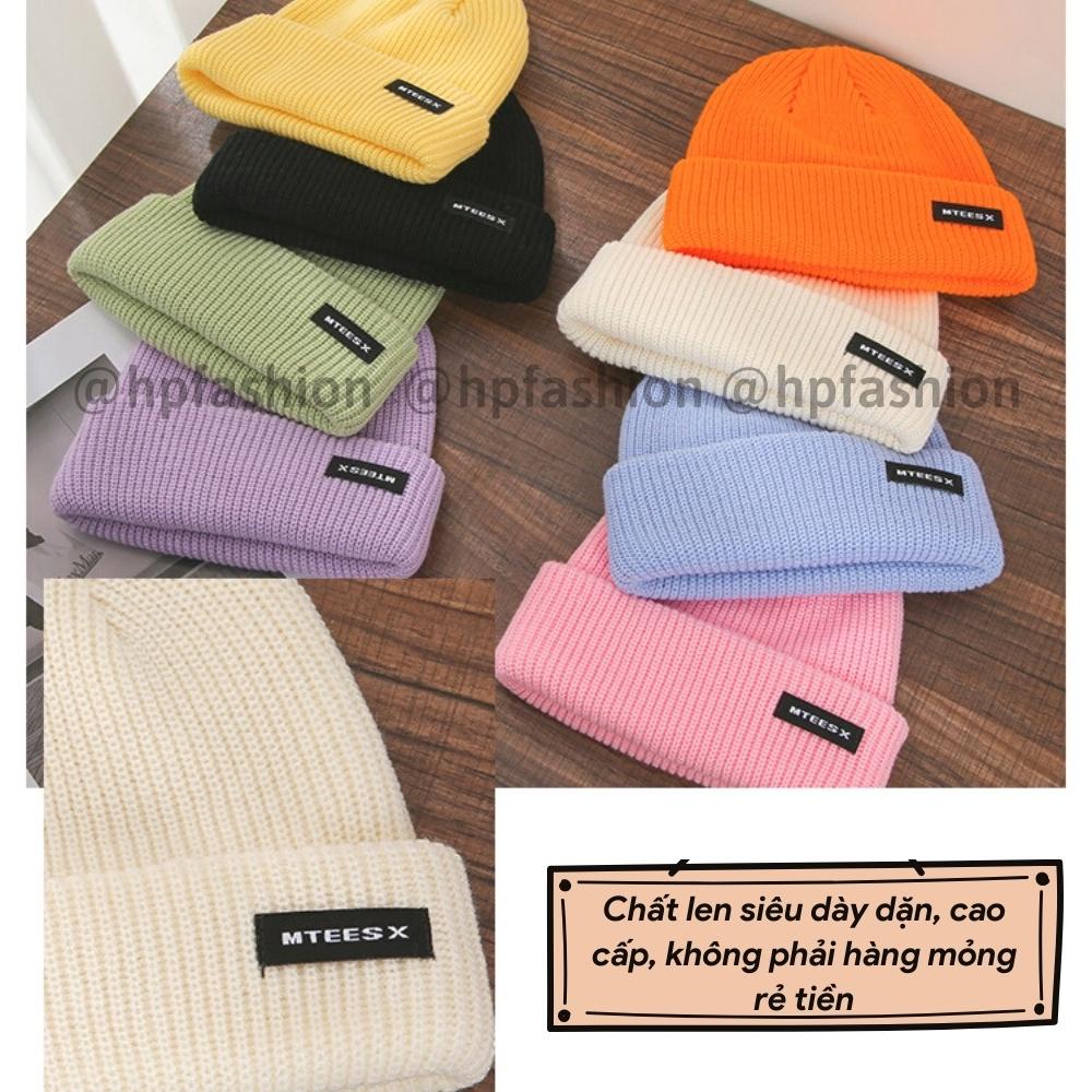 Mũ len dệt kim beanie Thêu MTEESX Hàn Quốc thời trang unisex thu đông giữ ấm cho nam nữ