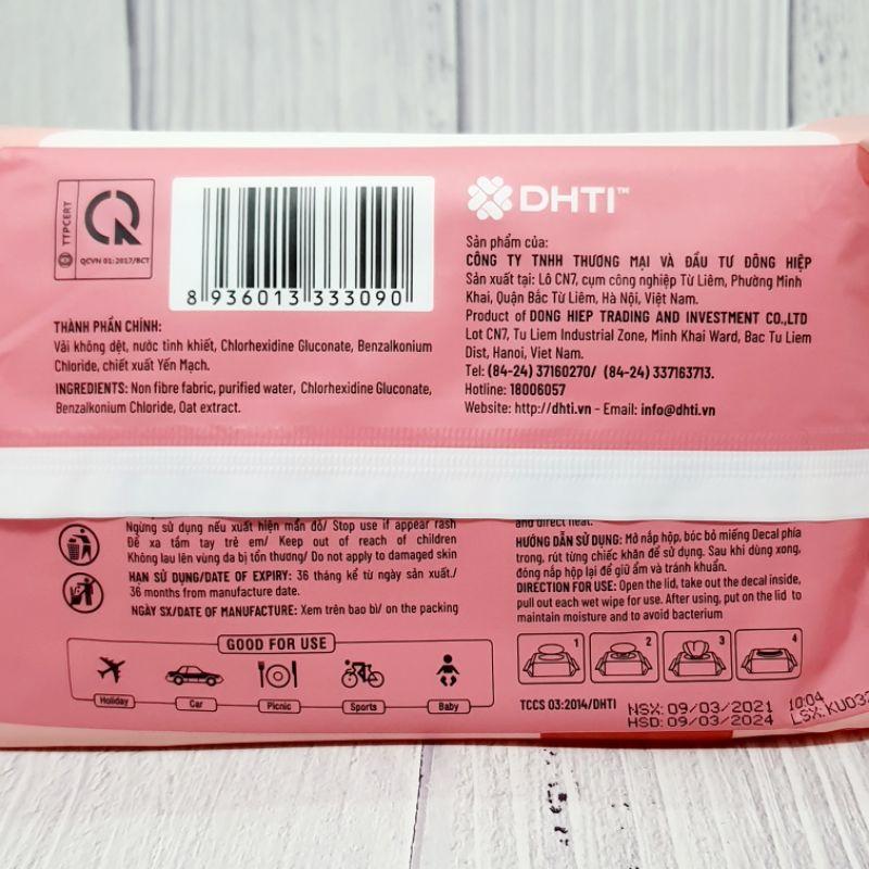 Khăn Ướt KinKin 100 Tờ Không Mùi Tinh Chất Yến Mạch Và Không Chất Bảo Quản