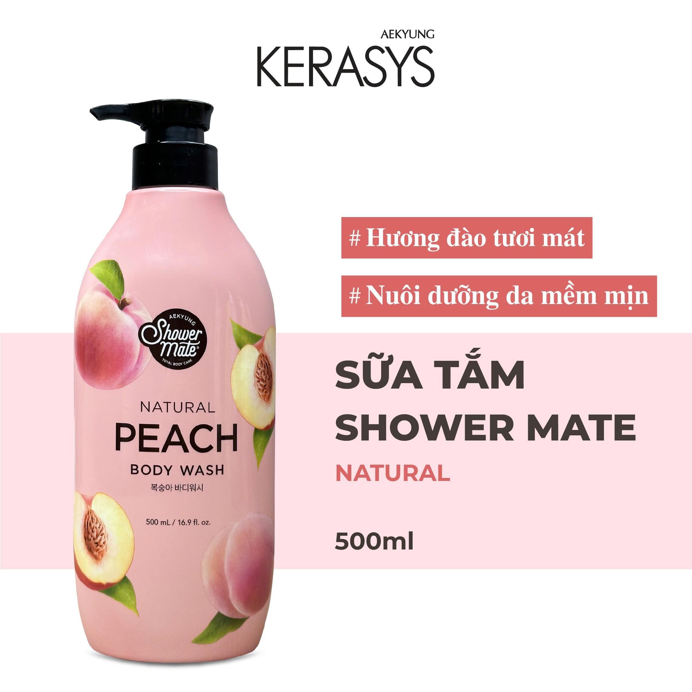 Sữa tắm cao cấp Hàn Quốc Aekyung Showermate Natural Peach (Hương Đào tươi mát) 500ml