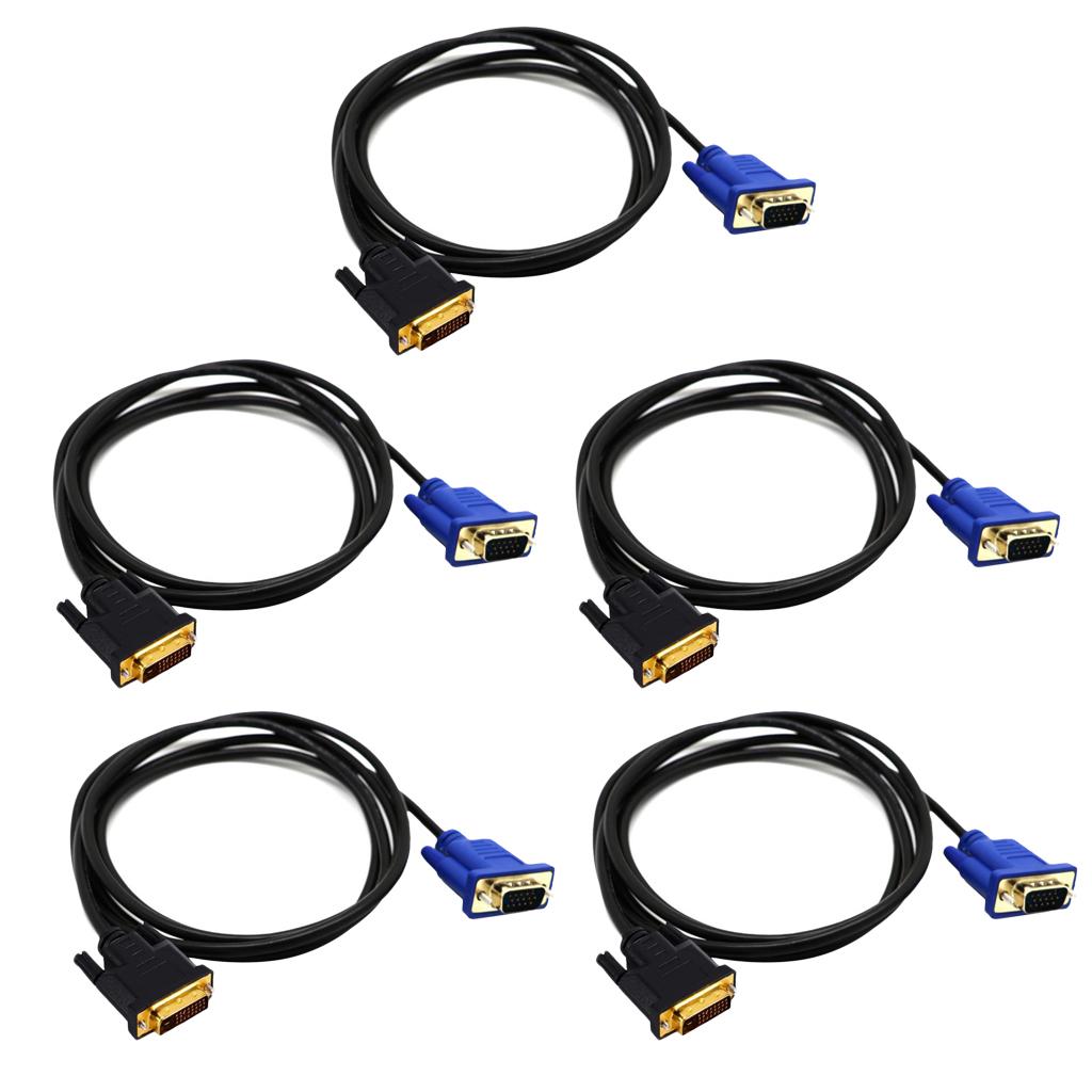 Dual Link DVI-I DVI To VGA D-Sub Video Adapter Cable Converter 5x