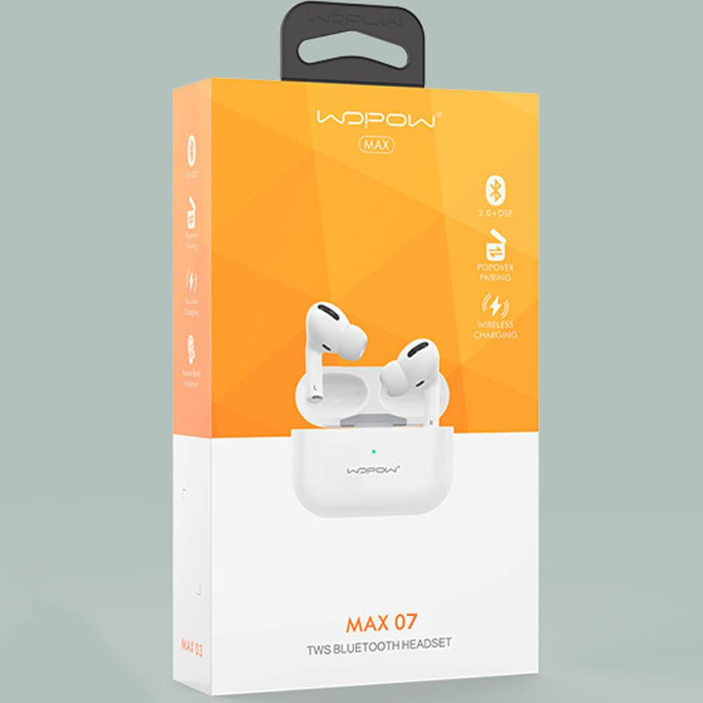 Tai Nghe Bluetooth Pro 2 Wopow Max 07 SẠC KHÔNG DÂY Đổi Tên Bass Căng Vuốt Tăng Giảm Âm Lượng- IOV