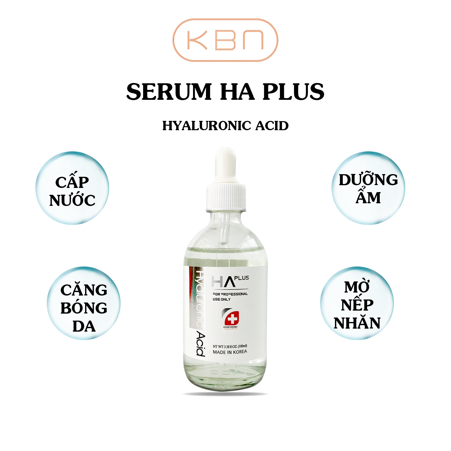 Serum HA Plus 100ml - Cấp Nước, Dưỡng Ẩm, Căng Bóng Da, Mờ Nếp Nhăn ( Hàng Chính Hãng)