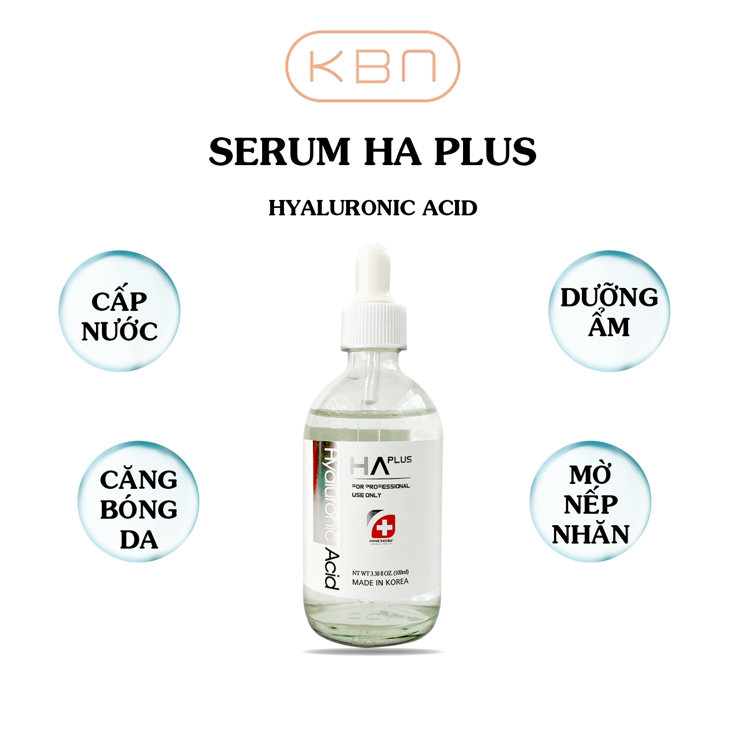 Serum HA Plus 100ml - Cấp Nước, Dưỡng Ẩm, Căng Bóng Da, Mờ Nếp Nhăn