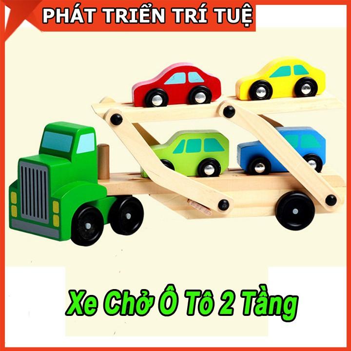 Đồ Chơi Xe Chở Ô Tô 2 Tầng Chất Liệu Gỗ Cao Cấp Cho Bé