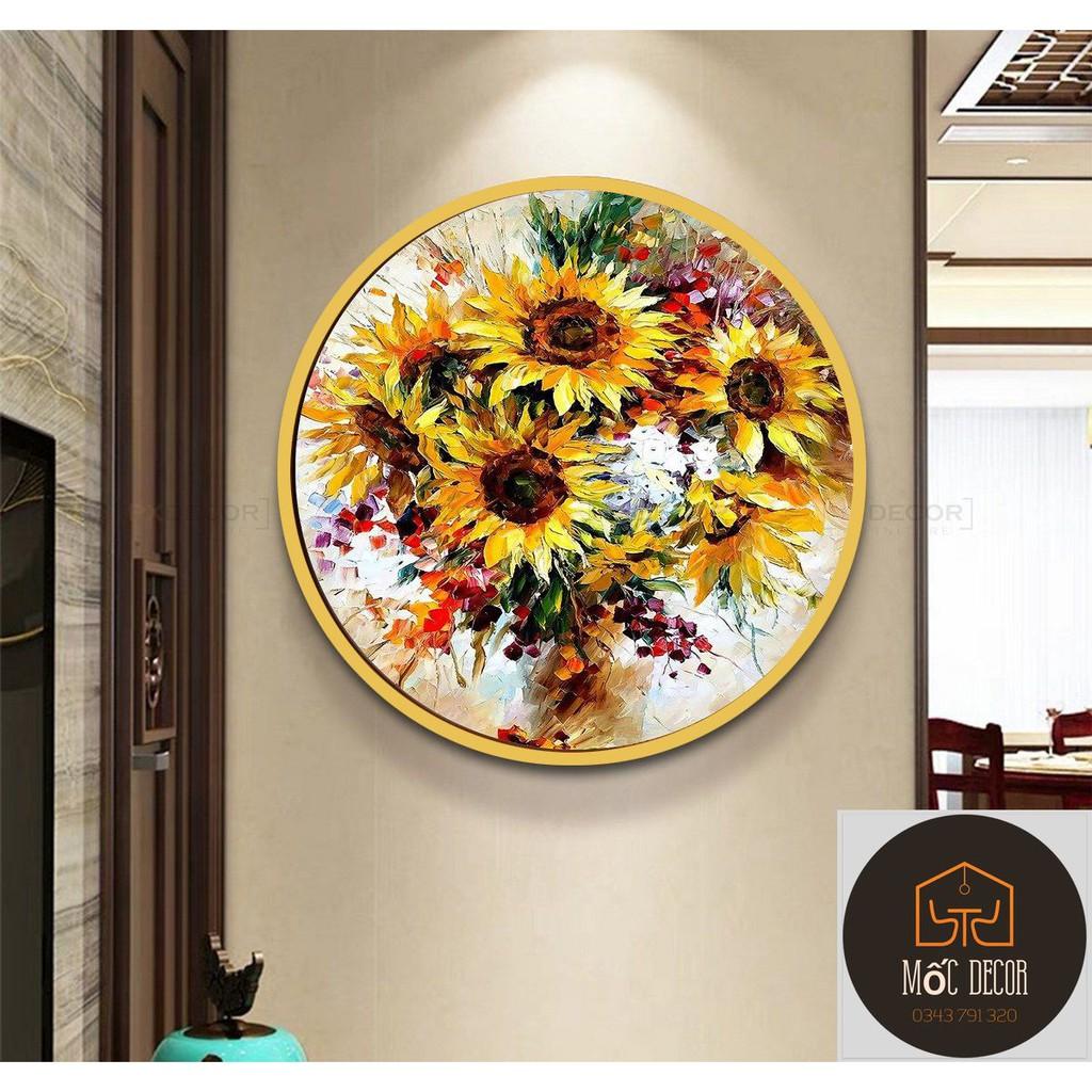 Tranh tròn RẺ VÔ ĐỊCH Xả kho tranh tròn decor, tranh tròn treo tường phòng khách, tranh có khung tặng kèm đinh treo