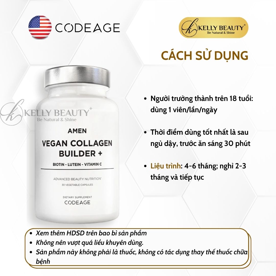 Hình ảnh Viên Uống Tăng Sinh Collagen Thuần Chay CODEAGE Amen Vegan Collagen Builder+ | Kelly Beauty