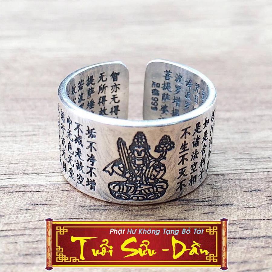 Nhẫn Bát Nhã Tâm Kinh- Phật Hộ Mệnh Tuổi Sửu Bạc Thái 9999 AKO1-2