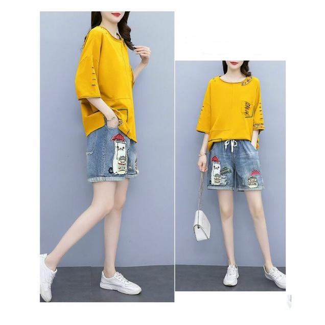 HÀNG NHẬP - SÉT BỘ SHORT QUẦN JEAN ÁO THUN VÀNG