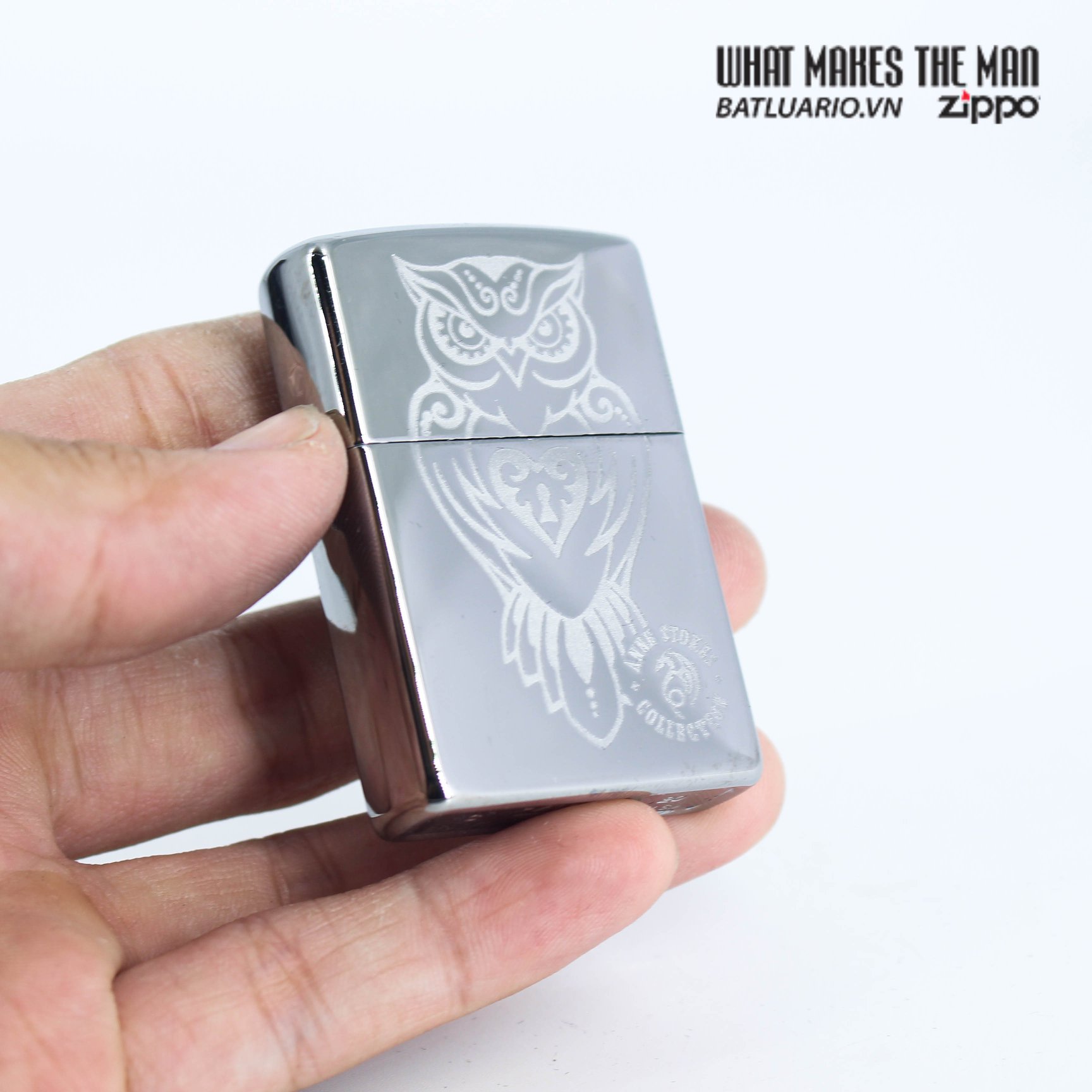 Bật Lửa Zippo 49101 – Zippo Anne Stokes Owl High Polish Chrome