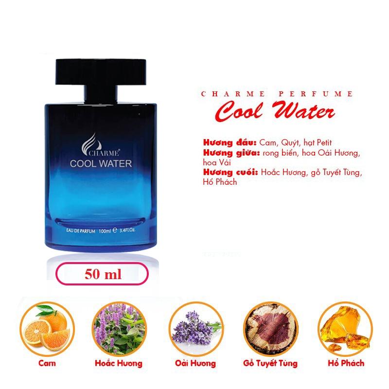 Nước Hoa Nam CHARME COOL WATER 100ml Lưu Hương Lâu Thơm Mát, Mạnh Mẽ và Thanh Lịch Cho Các Quý Ông