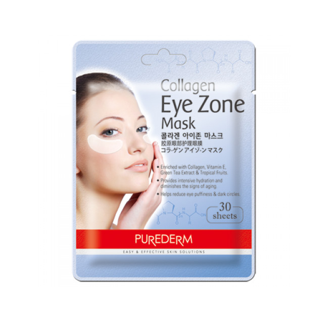 Mặt nạ dưỡng mắt PUREDERM Collagen Eye Zone Mask - Cung cấp collagen cho vùng mắt - 30 miếng