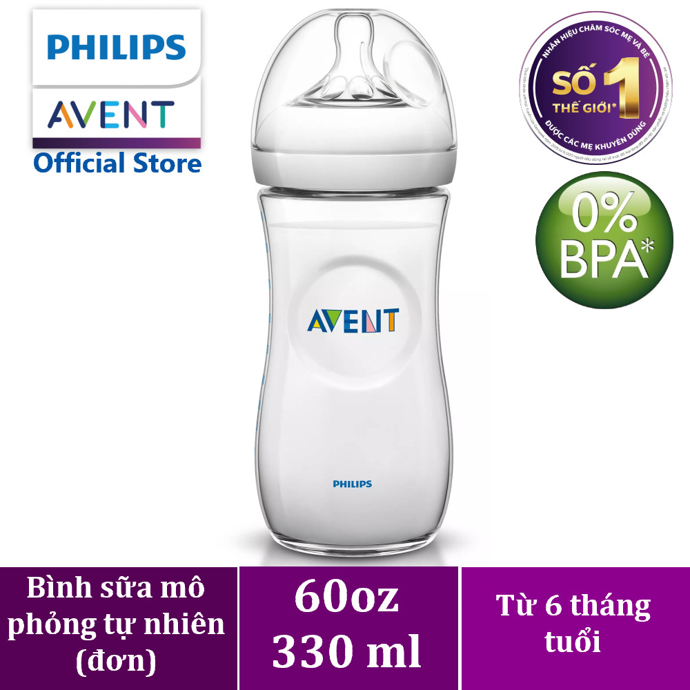 Hộp 1 Bình sữa mô phỏng tự nhiên hiệu Philips Avent cho trẻ từ 6 tháng tuổi