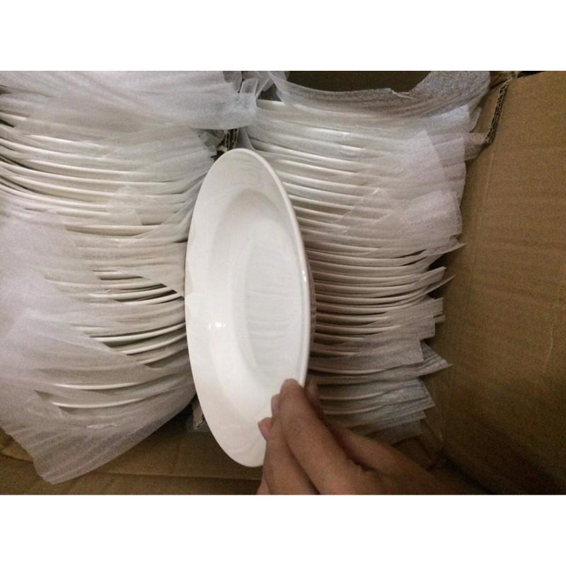 Đĩa sứ 8 inch 20cm trắng tròn vuông các loại sâu cạn và ảo