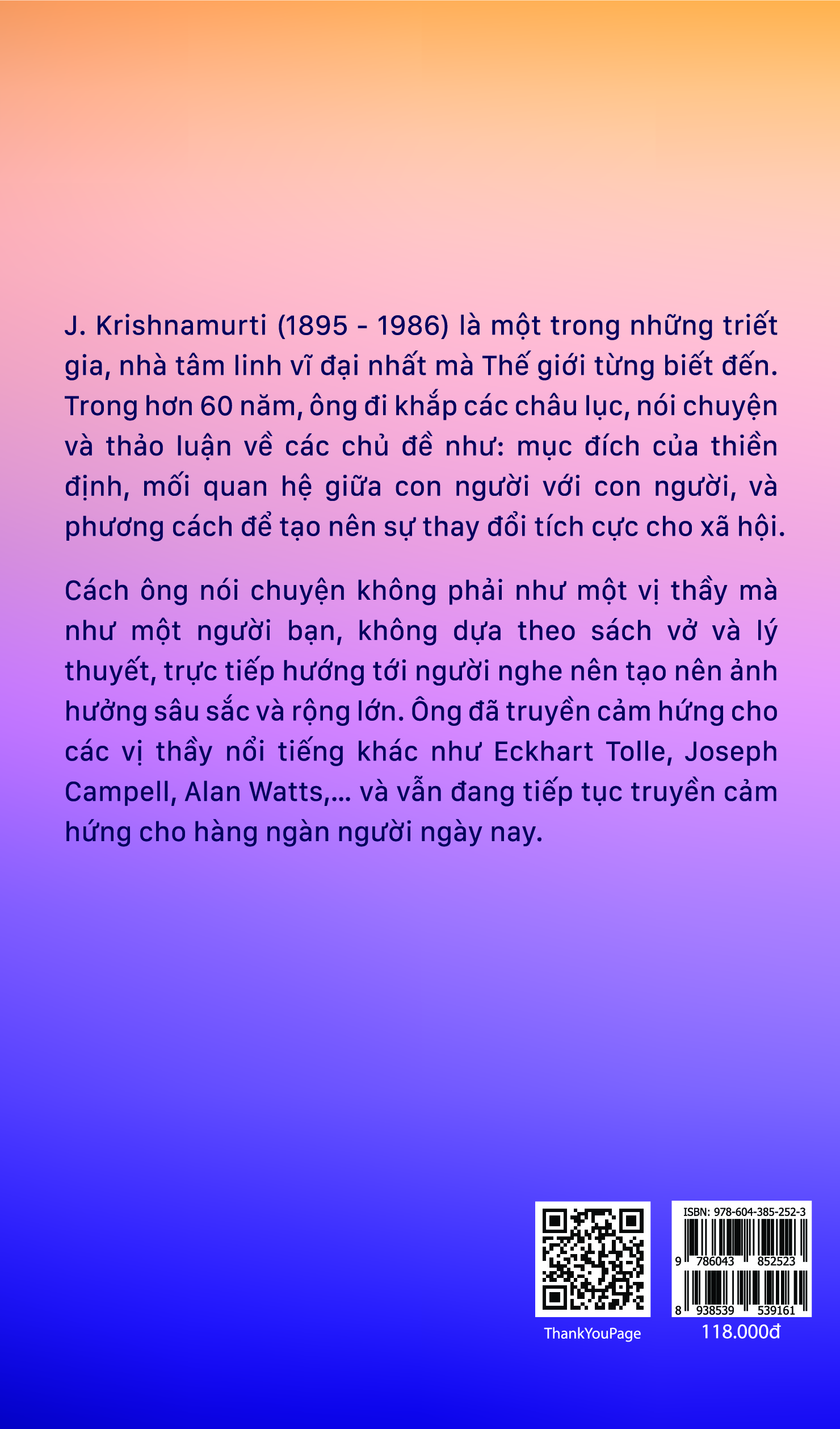 Combo sách Krishnamurti Nói Về Tự Do và Krishnamurti Thực Tại Hiện Tiền