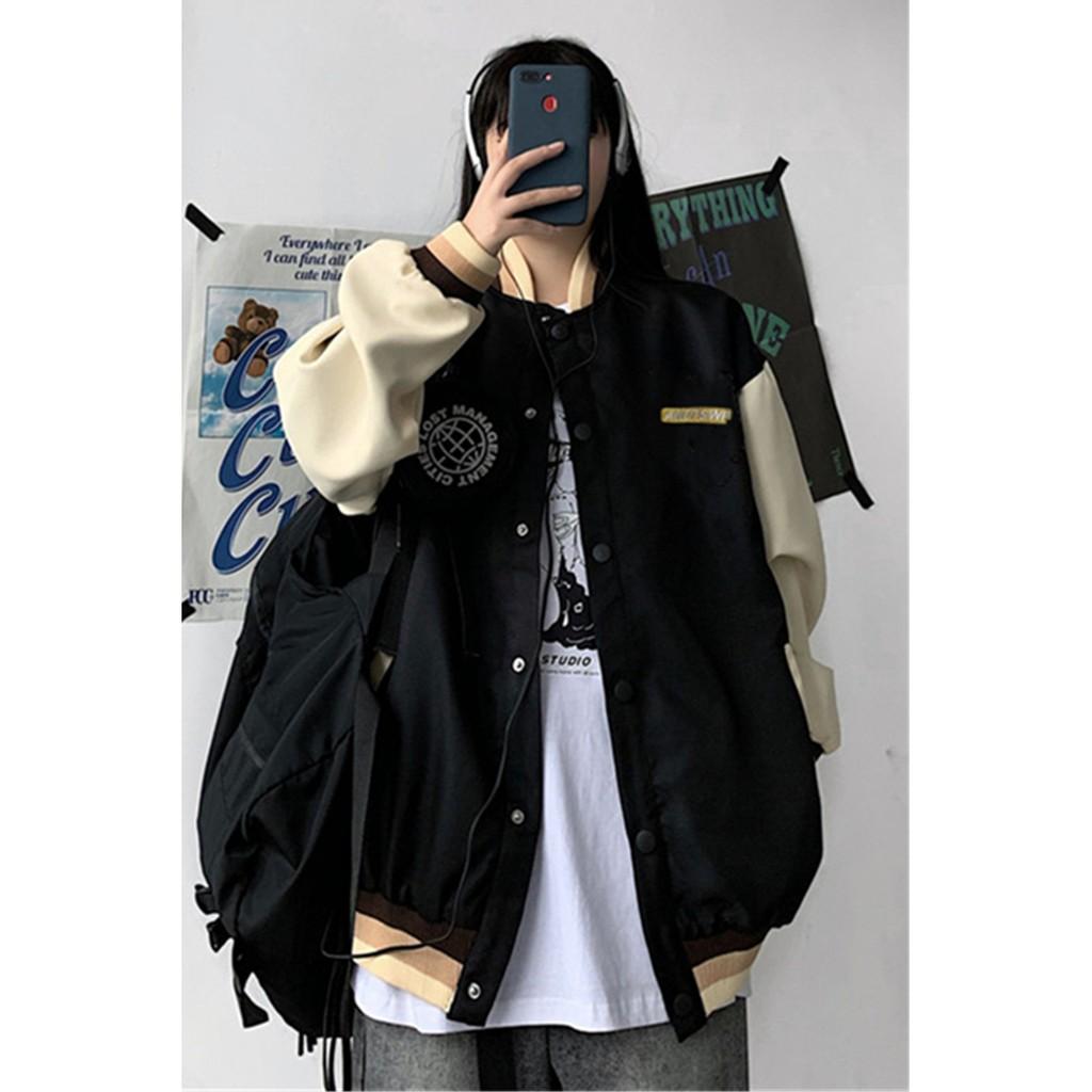 Áo bomber nữ form rộng, Áo khoác nữ bomber ulzzang màu đen dài tay mặc nhà đi chơi đi học thời trang hàn quốc