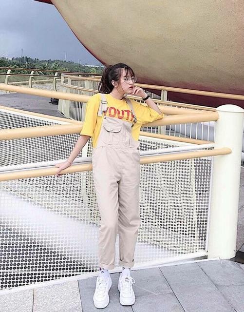 Baggy Yếm kaki  Đen, Tan