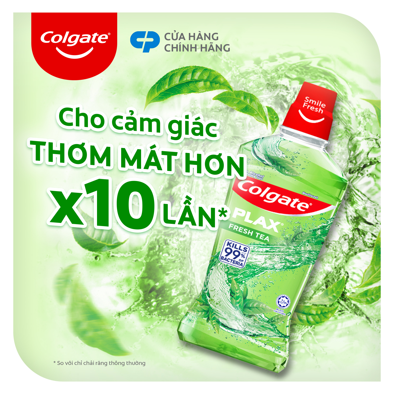 Bộ đôi Nước súc miệng Colgate diệt 99% vi khuẩn Plax trà xanh 500ml/chai