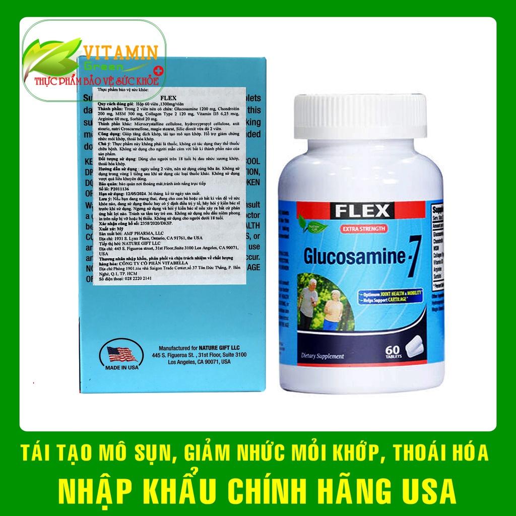 Viên uống bổ xương khớp FLEX Glucosamine-7 Nature Fift tái tạo mô sụn, giảm nhức mỏi khớp | Nhập khẩu chính hãng Mỹ