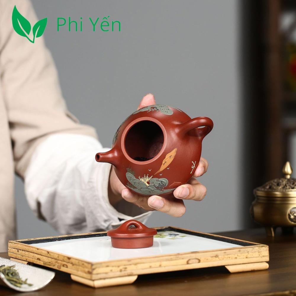Ấm trà Tử sa Đại hồng bào Sơn thủy Thạch biều 200ml DHBSTTB075205