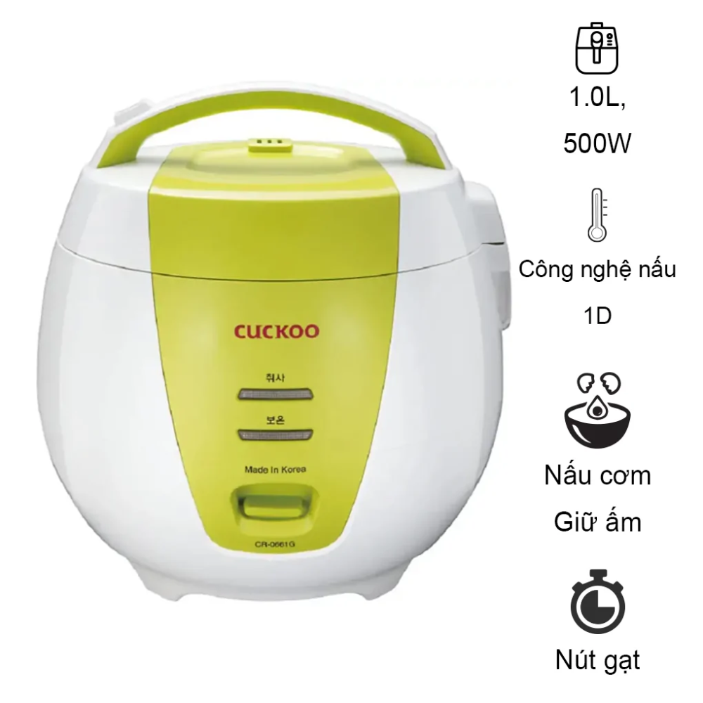 Nồi Cơm Điện Nắp Gài Cuckoo CR- 0661 màu xanh - 1L - Hàng Chính Hãng